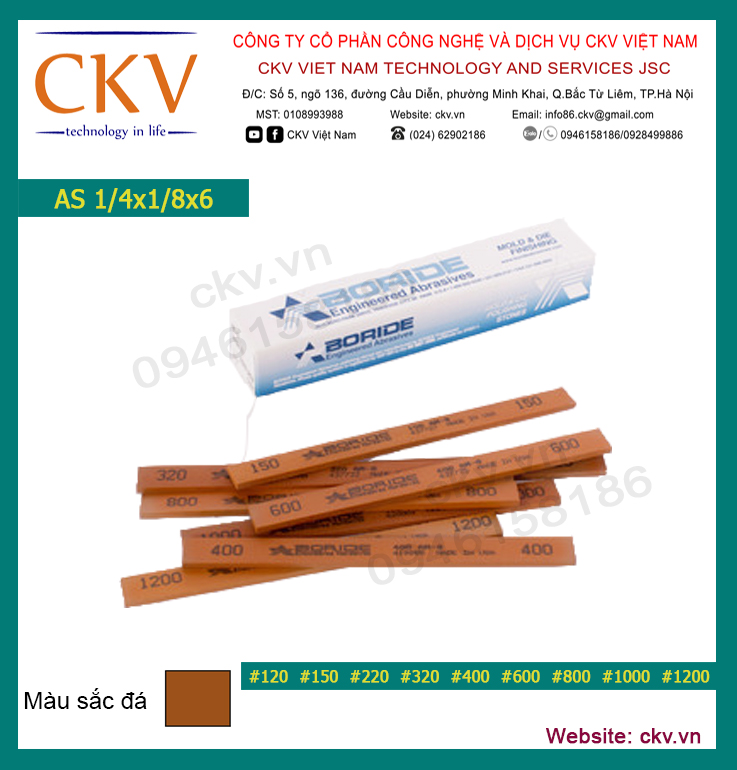 Đá mài dầu Boride 1/4x1/8x6 #120 AS (Nâu)