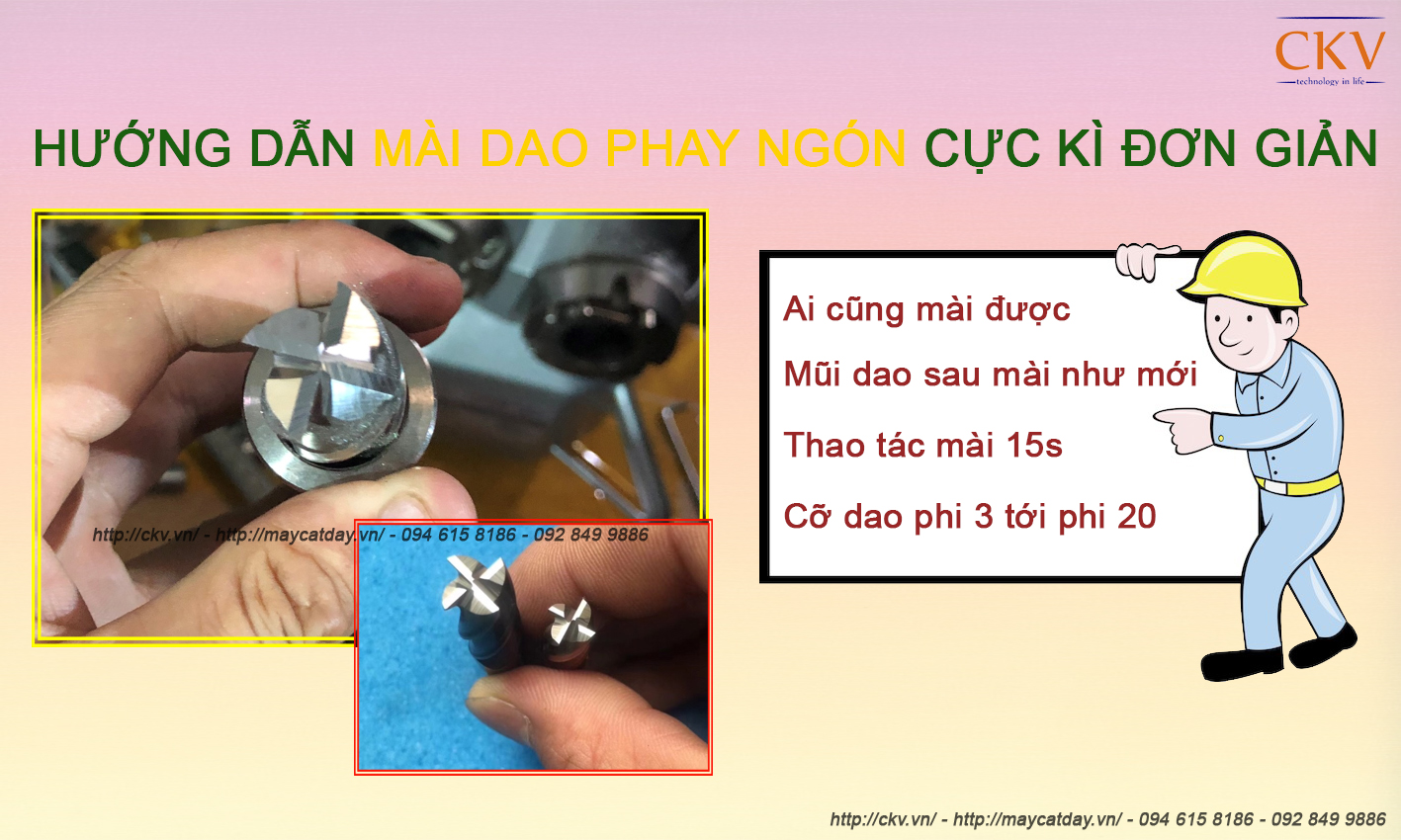Hướng dẫn sử dụng máy mài dao phay ngón đơn giản | CKV-20S (d3-20)