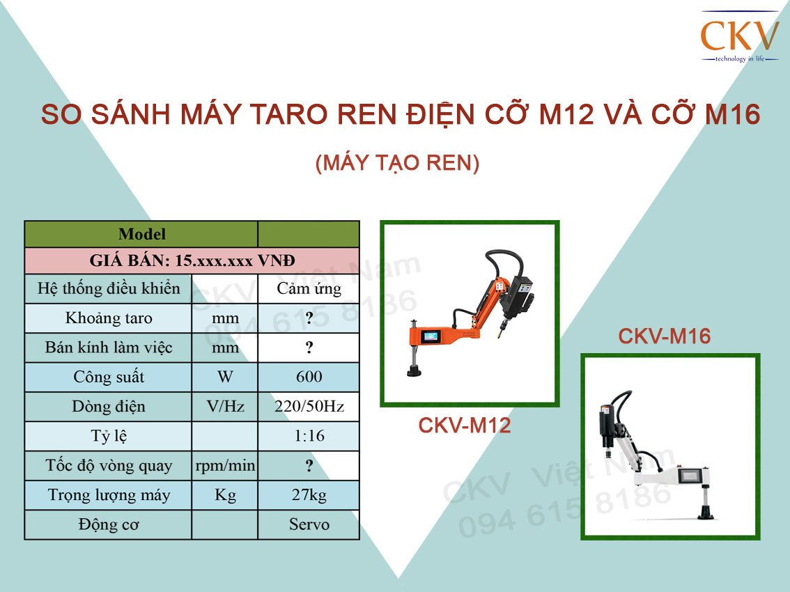 So sánh máy taro điện cỡ M12 và cỡ M16| Máy tạo ren
