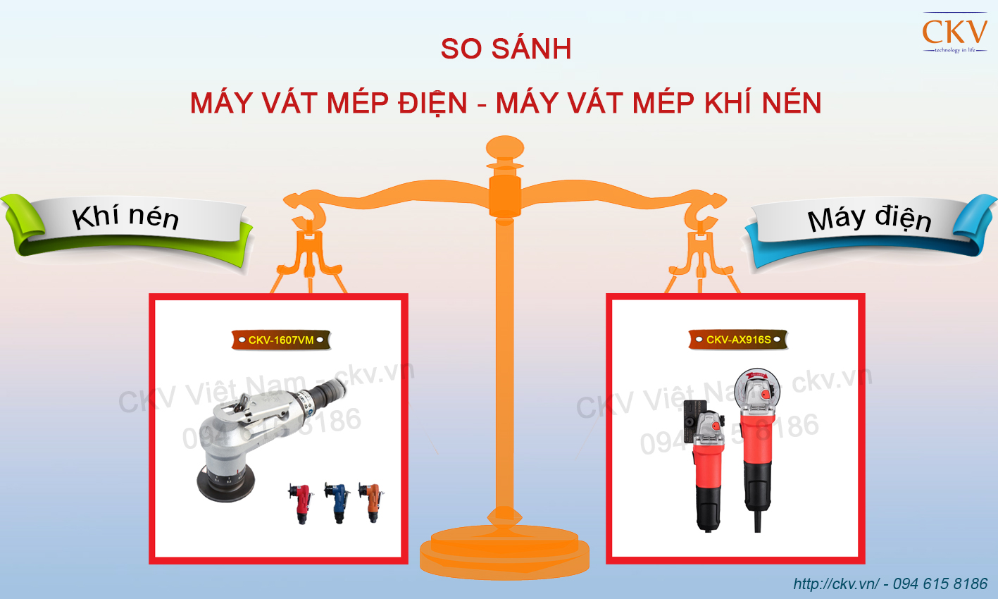 So sánh máy vát mép ống cầm tay điện và khí nén | CKV-AX916S và CKV-1607VM