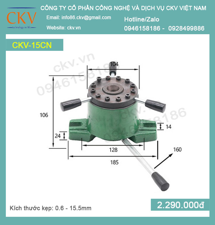 Bộ gá kẹp cơ CKV-15CN (0.6 - 15.5mm) - Loại tốt