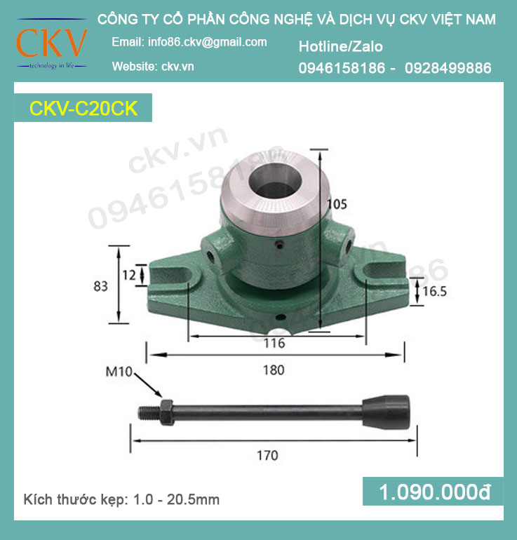 Bộ gá kẹp cơ CKV-C20CK (1.0 - 20.5mm) - Loại thường