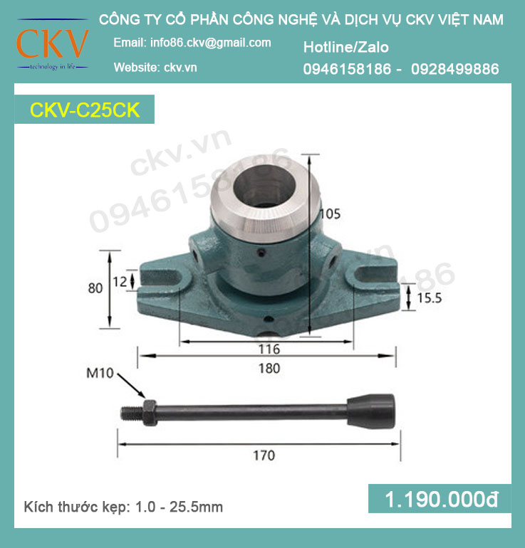 Bộ gá kẹp cơ CKV-C25CK (1.0 - 25.5mm) - Loại thường
