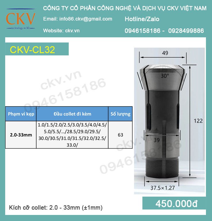 Collet chấu kẹp CKV-CL32