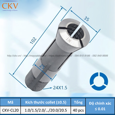 Collet gá kẹp loại tròn CKV-CL20