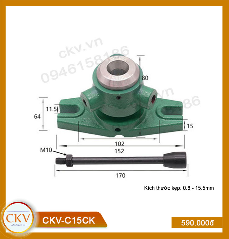 Bộ gá kẹp cơ CKV-C15CK (0.6 - 15.5mm) - Loại thường