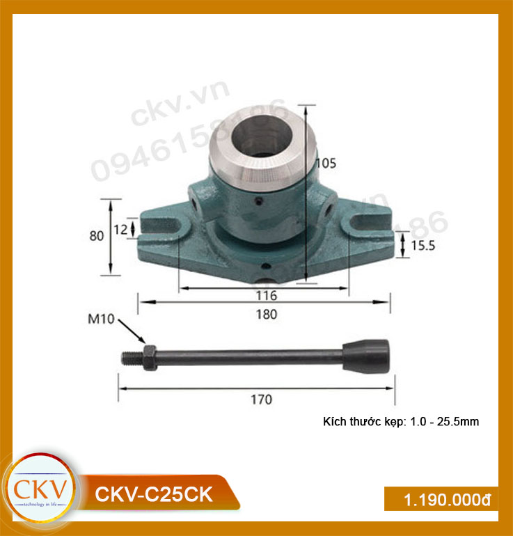 Bộ gá kẹp cơ CKV-C25CK (1.0 - 25.5mm) - Loại thường