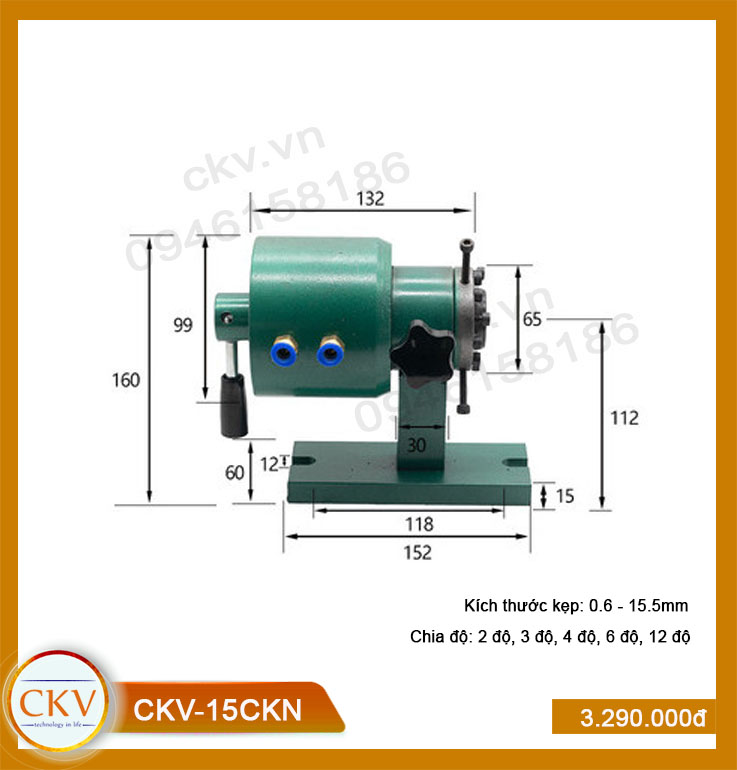 Bộ gá kẹp ngang CKV-15CKN (0.6 - 15.5mm) - Loại tốt