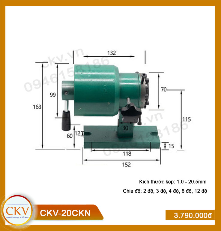Bộ gá kẹp ngang CKV-20CKN (1.0 - 20.5mm) - Loại tốt