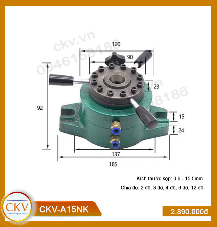 Bộ gá kẹp khí nén CKV-A15NK (0.6 - 15.5mm) - Loại tốt