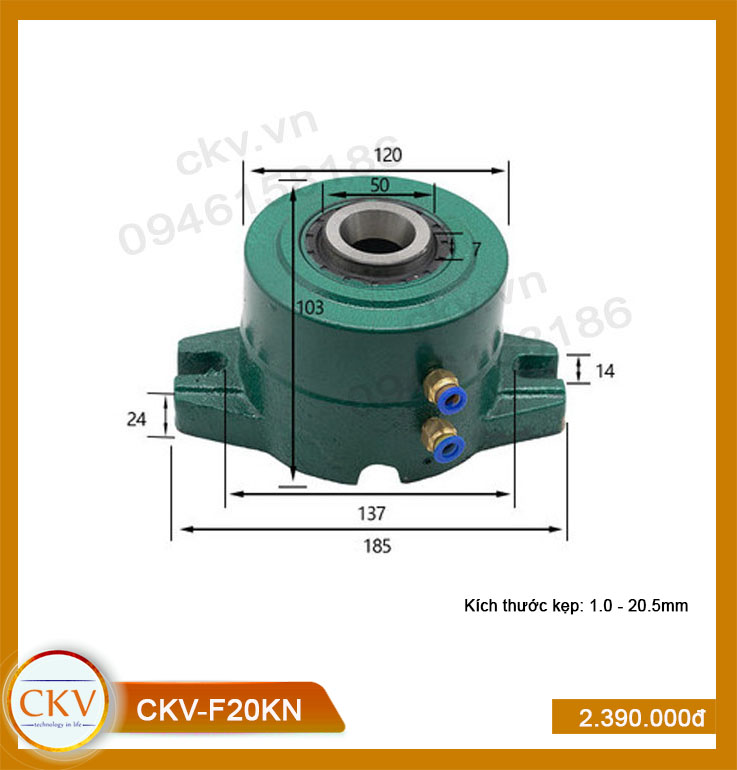 Bộ gá kẹp khí nén CKV-F20KN (1.0 - 20.5mm) - Loại thường