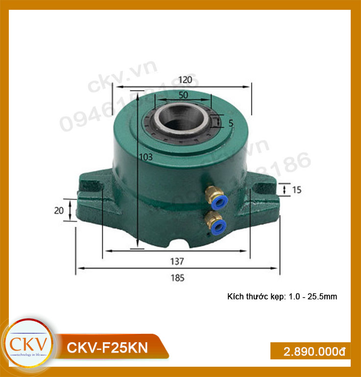 Bộ gá kẹp khí nén CKV-F25KN (1.0 - 25.5mm) - Loại thường