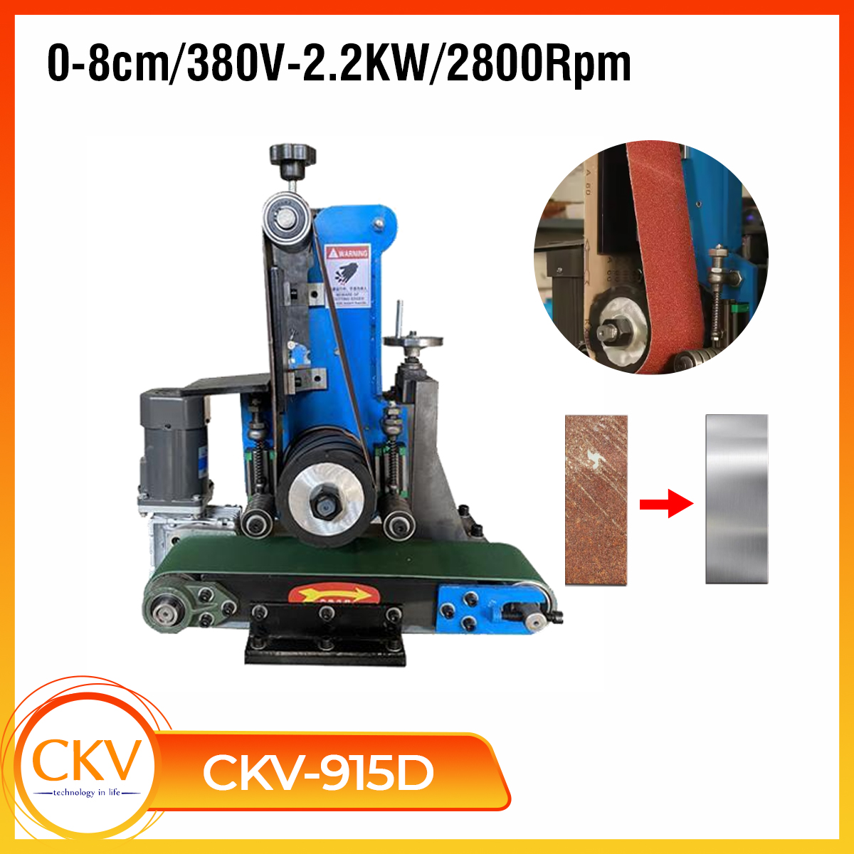 Máy chà nhám & đánh bóng tự động CKV-915D 1 đầu/380V/2.2KW/2800Rpm