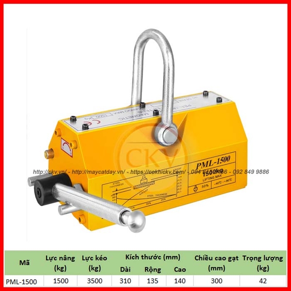 Nam châm lõi từ nâng hạ loại gạt tay 1,5 tấn