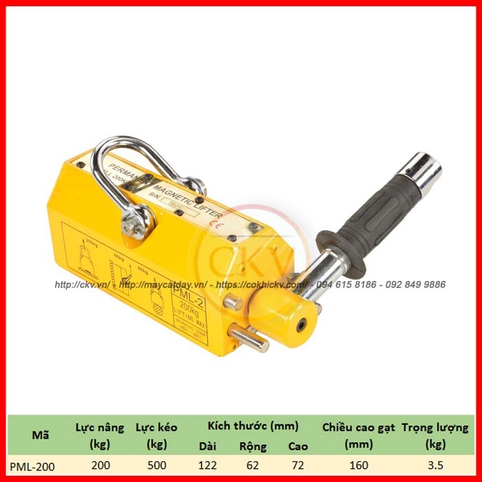 Nam châm nâng hạ tải trọng 200kg PML
