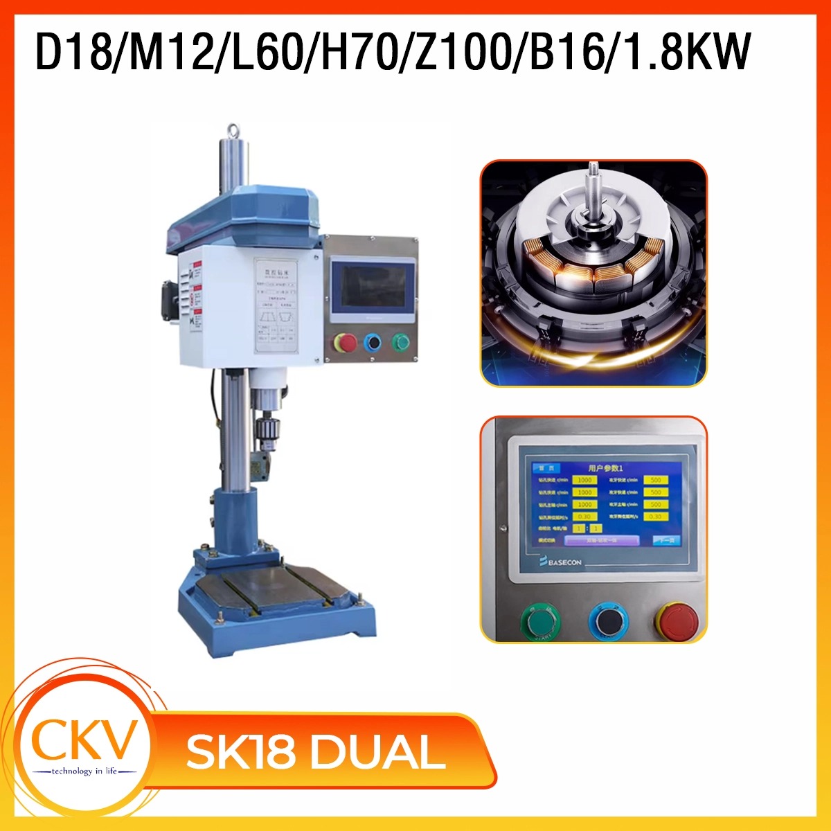 Máy khoan tự động SK18 D18/H70/Z100/L60/B16/0.75KW/Single-Dual servo