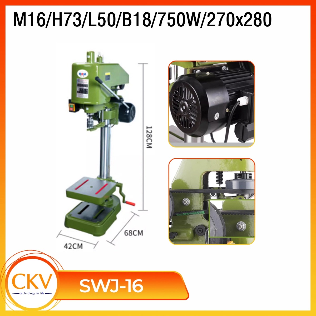 Máy taro ly hợp SWJ-16 M16/M12/H73/L50/B18/380V/750W