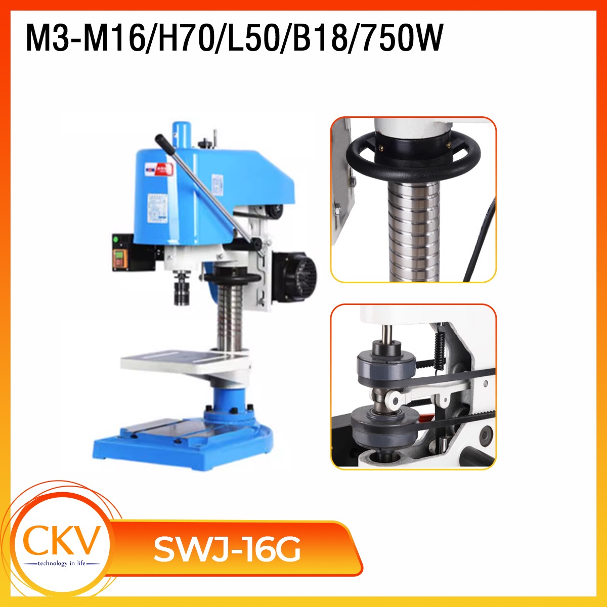 Máy taro ly hợp SWJ-16G M16/H70/L50/B18/750W/LED/Bộ ly hợp cải tiến