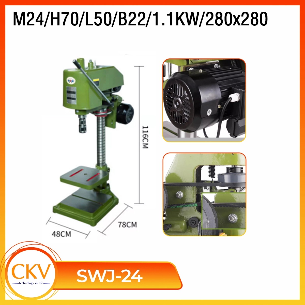 Máy taro ly hợp SWJ-24 M24/M20/H70/L50/B22/380V/1.1KW