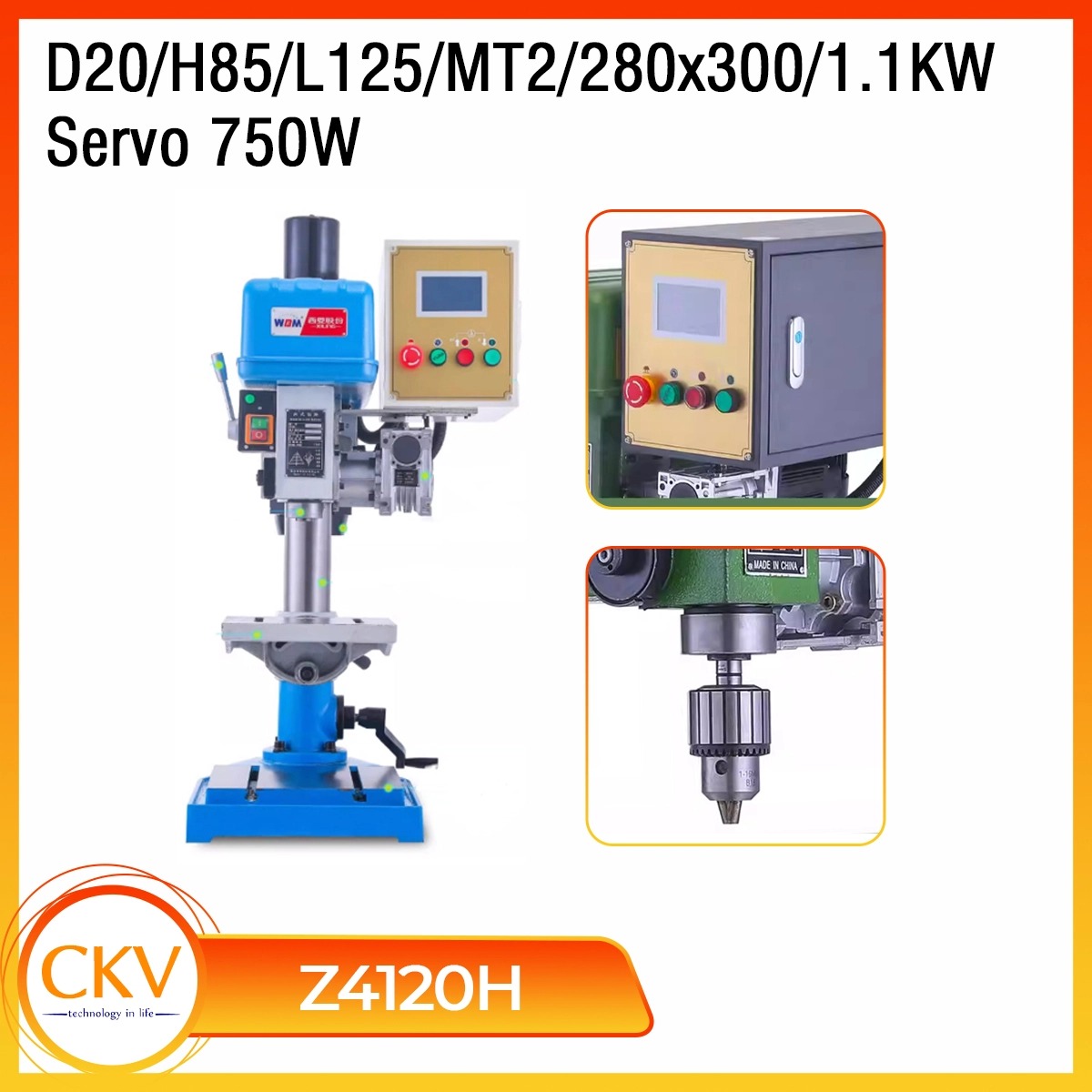 Máy khoan tự động Z4120H D20/H85/L125/MT2/1.1KW/750W Servo/280x300