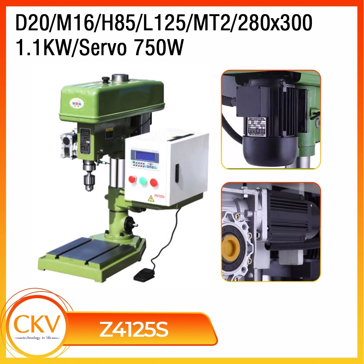 Máy khoan & taro tự động Z4120S D20/M16/H85/L125/MT2/1.1KW/750W Servo/280x300