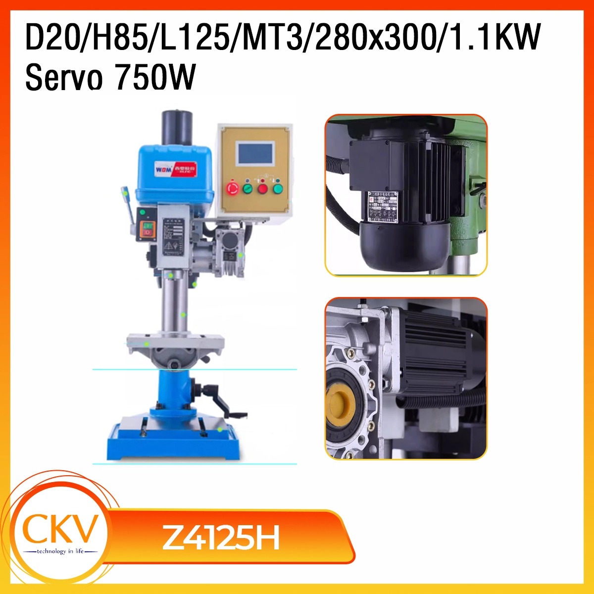 Máy khoan tự động Z4125H D20/H85/L125/MT3/1.1KW/750W Servo/280x300