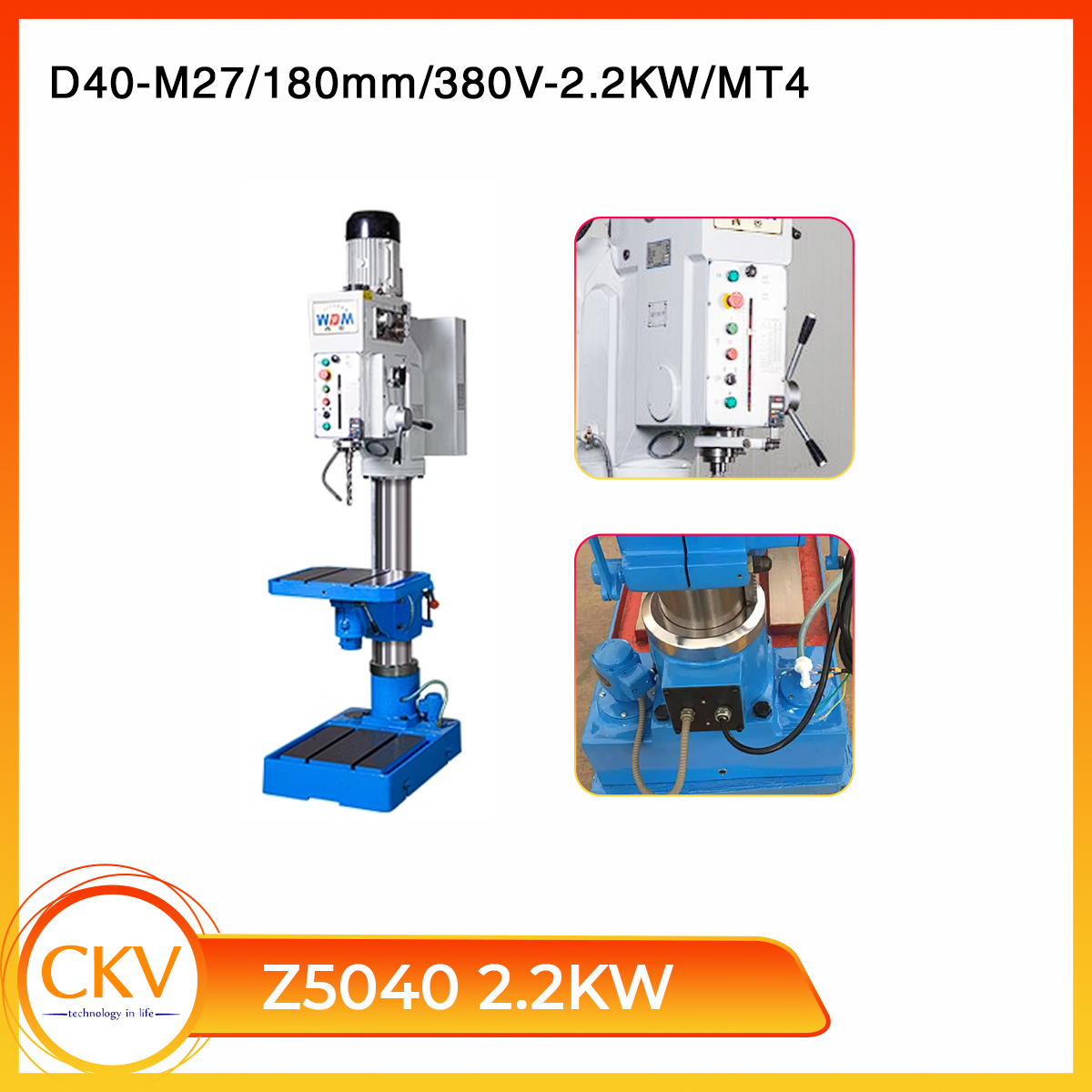 Máy khoan & taro đứng hộp số tự động Z5040 - D40/M27/380V-2.2/2.8KW/MT4
