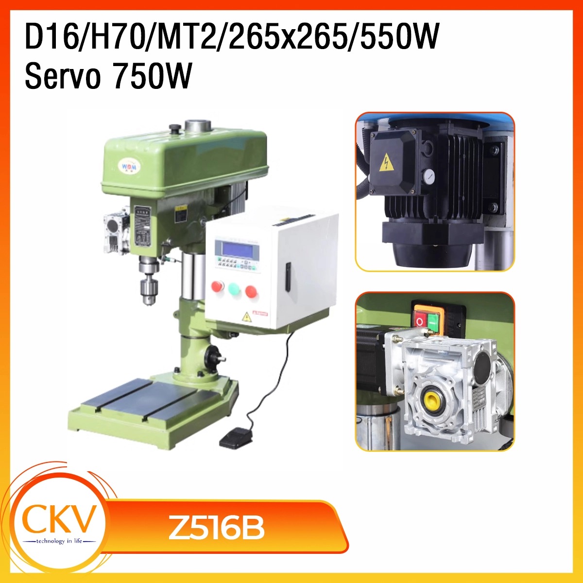Máy khoan tự động Z516B D16/L100/MT2/550W/750W Servo/265x265