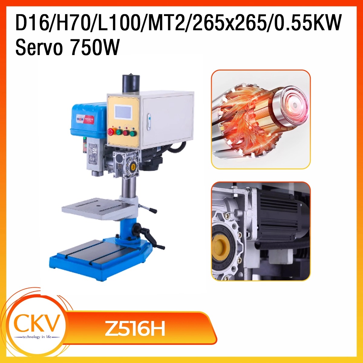 Máy khoan tự động Z516H D16/L100/MT2/550W/750W Servo/265x265