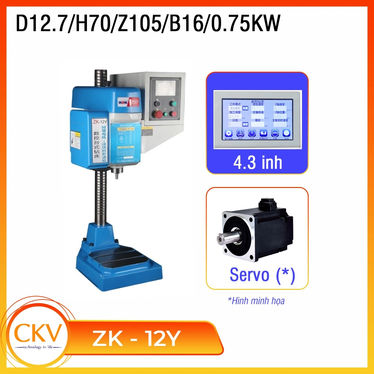 Máy khoan tự động ZK-12Y D12.7/H70/Z105/B16/750W/Màn hình hiển thị