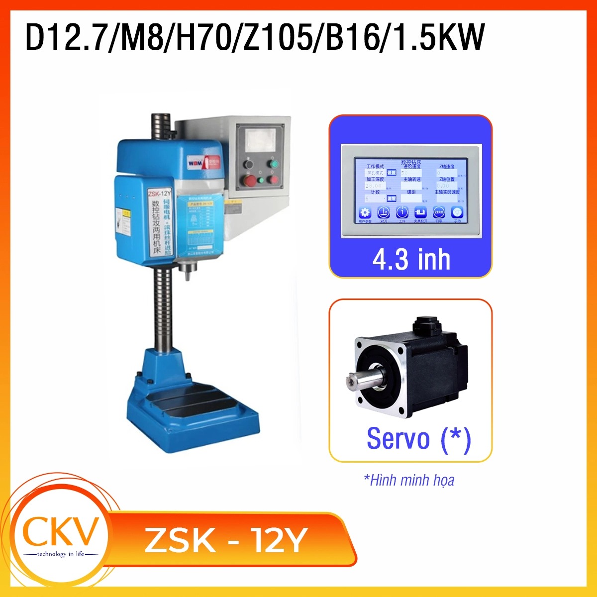 Máy khoan & taro tự động ZSK-12Y D12.7/M8/H70/Z105/B16/1.5KW/Màn hình hiển thị