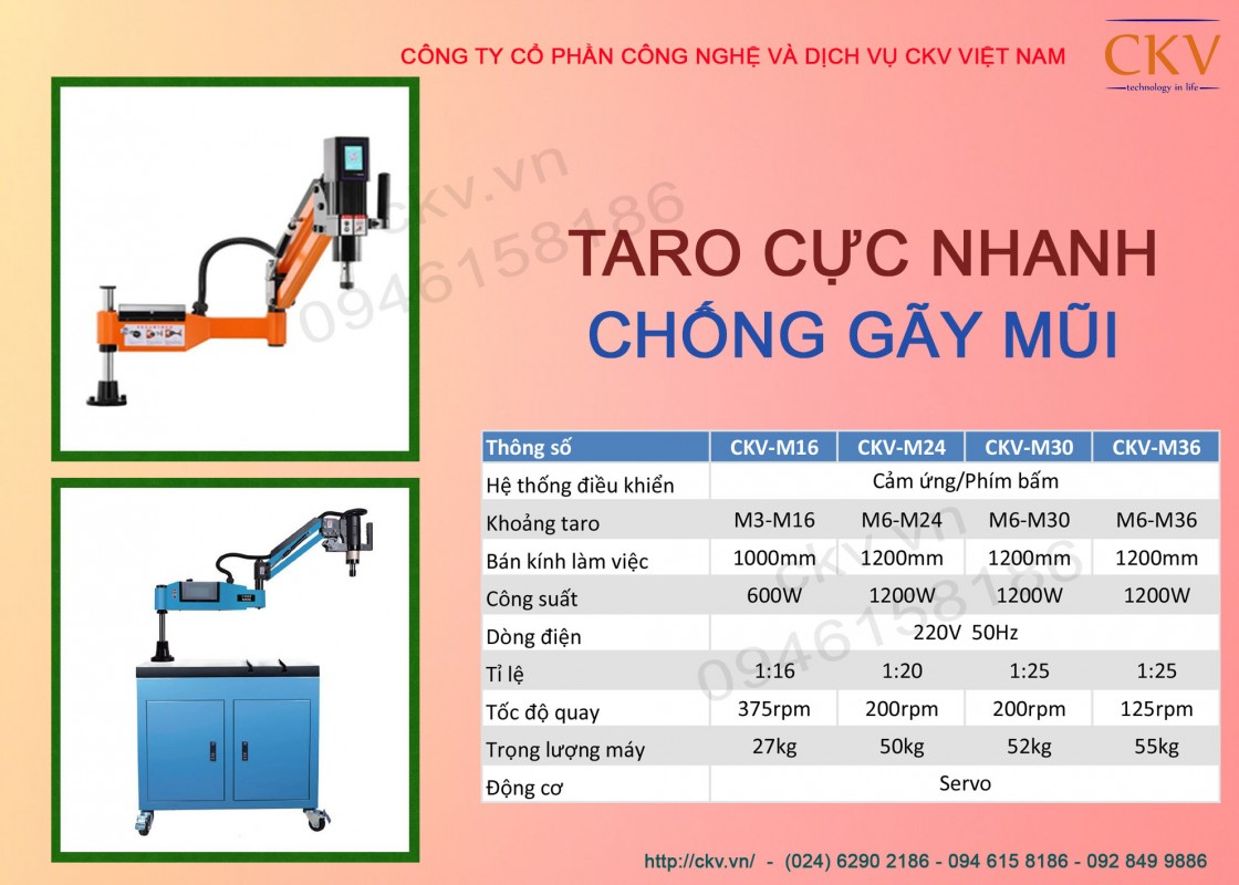Máy ta rô M3 - M16 tạo ren siêu nhanh - Máy taro tay cần CKV-M16