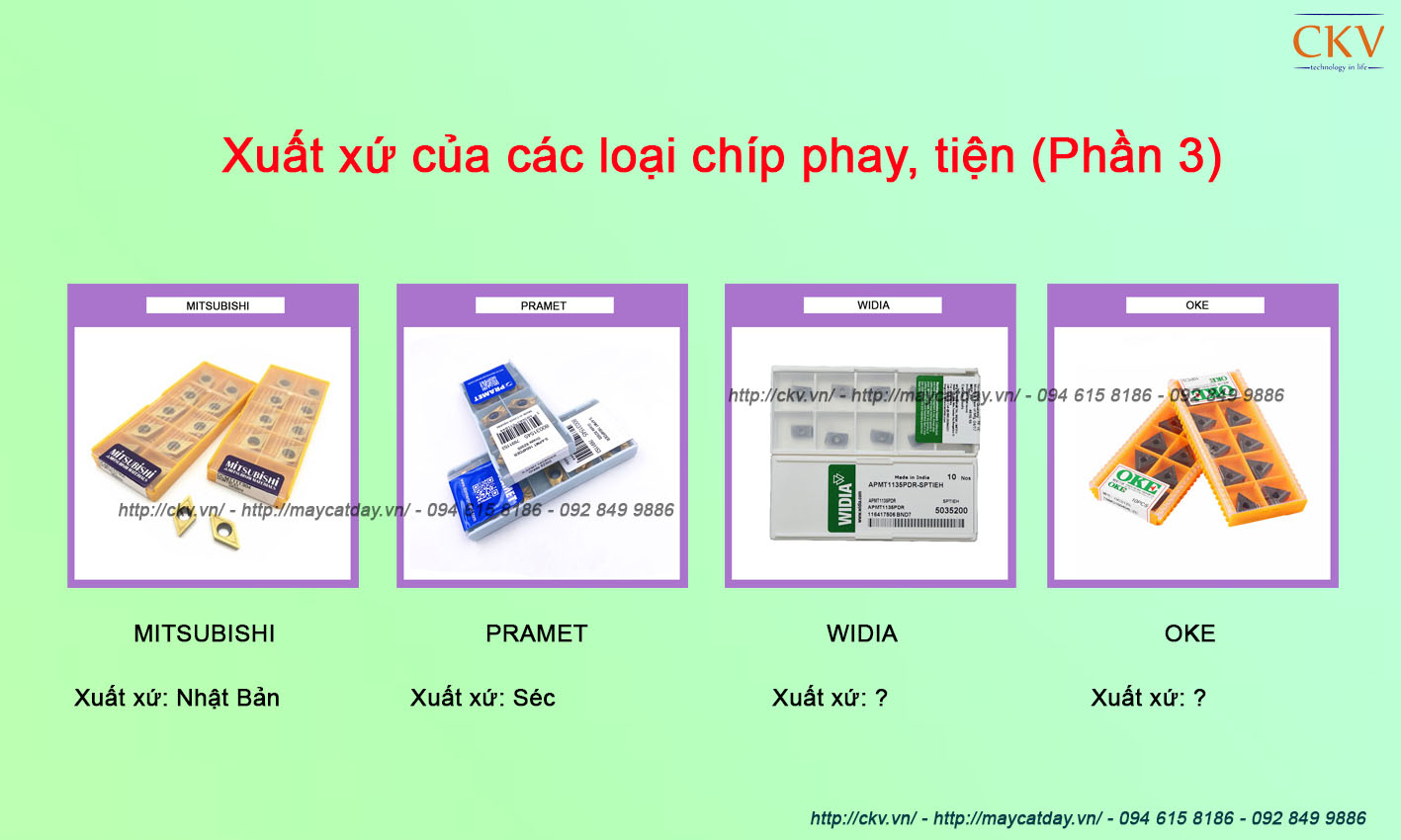 Xuất xứ của các loại chíp phay, tiện | (Phần 3) Mitsubishi, Pramet, Widia, OKE