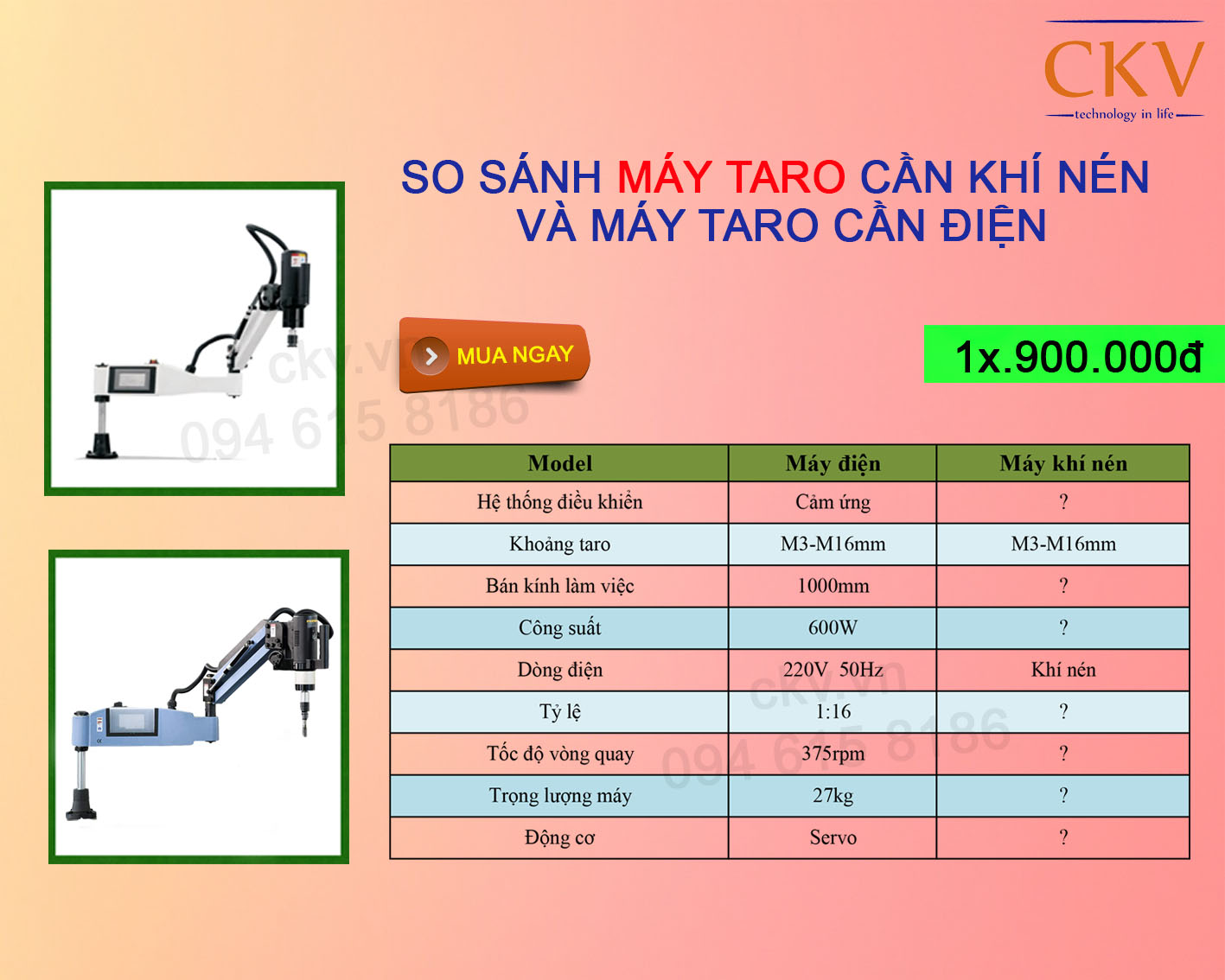 So sánh máy taro cần khí nén và máy taro điện | Máy ta rô tự động