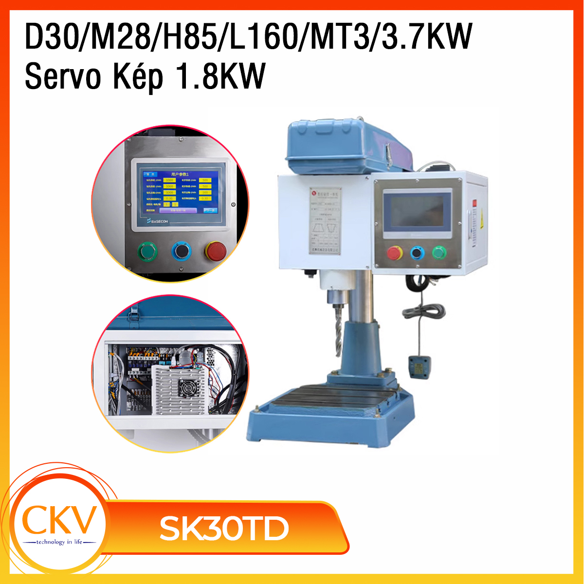 Máy khoan & taro tự động SK30TD D30/M28/H85/Z160/MT3/3.7KW/1.8KW Servo kép