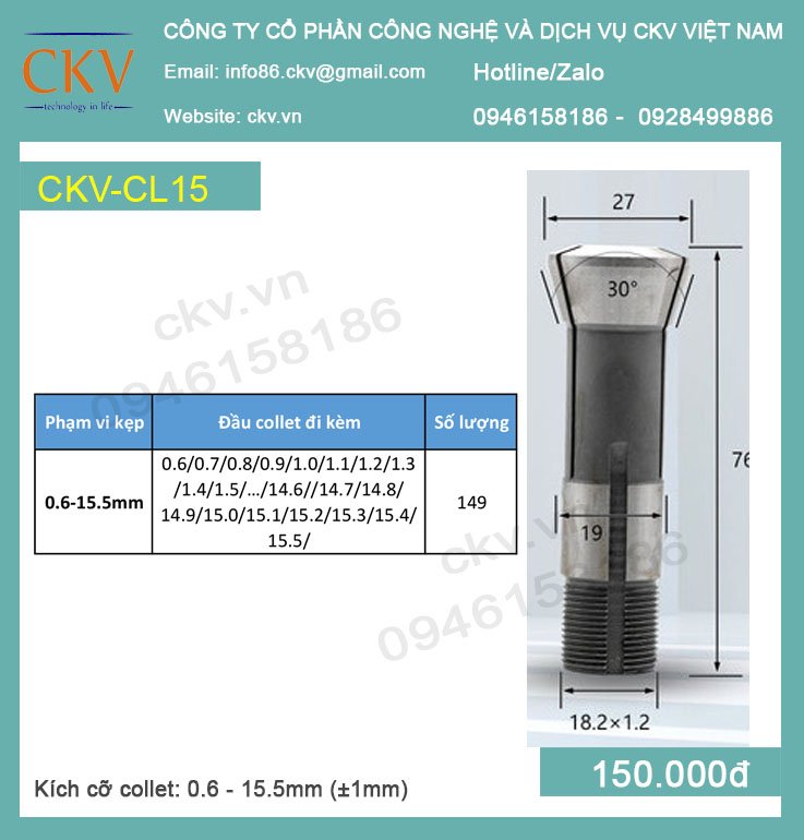 Collet chấu kẹp CKV-CL15