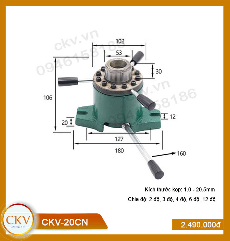 Bộ gá kẹp cơ CKV-20CN (1.0 - 20.5mm) - Loại tốt