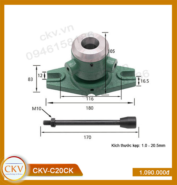 Bộ gá kẹp cơ CKV-C20CK (1.0 - 20.5mm) - Loại thường