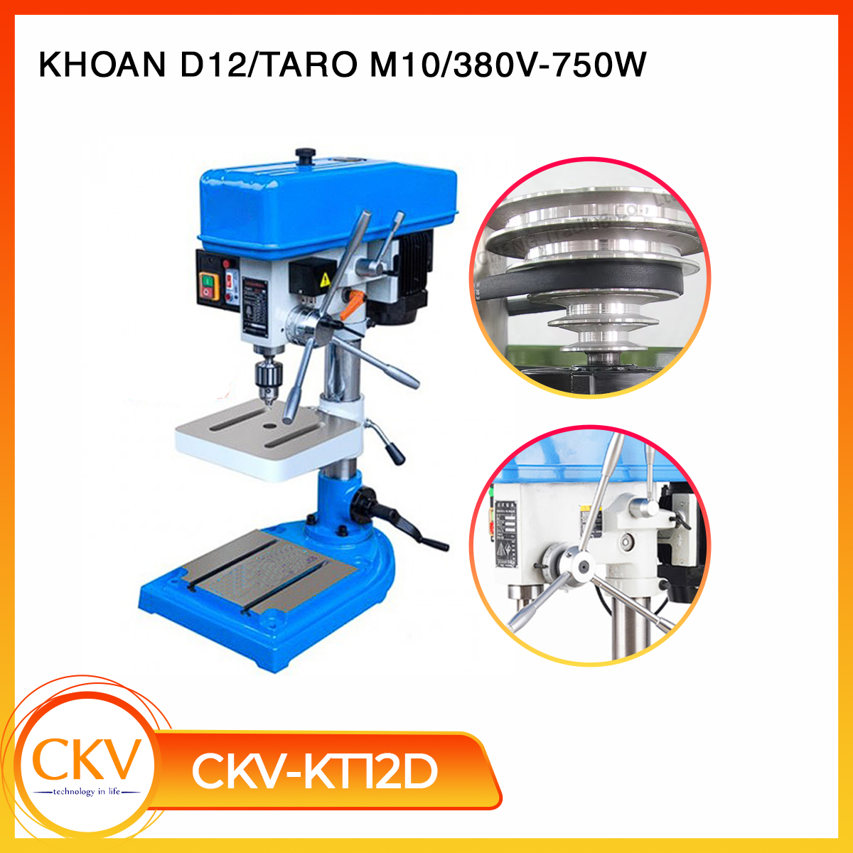 Máy khoan bàn & taro CKV-KT12D - Khoan D12, taro M10, 380V/750W