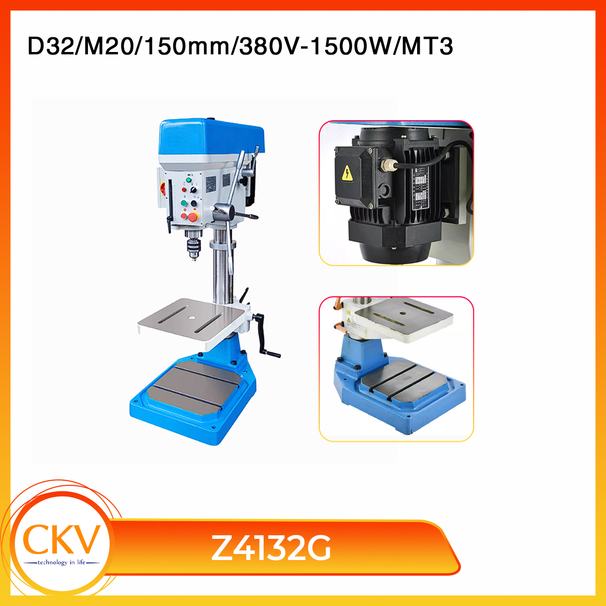 Máy khoan bàn & taro kiểu mới Z4132G/D32/M20/380V-1500W/MT3