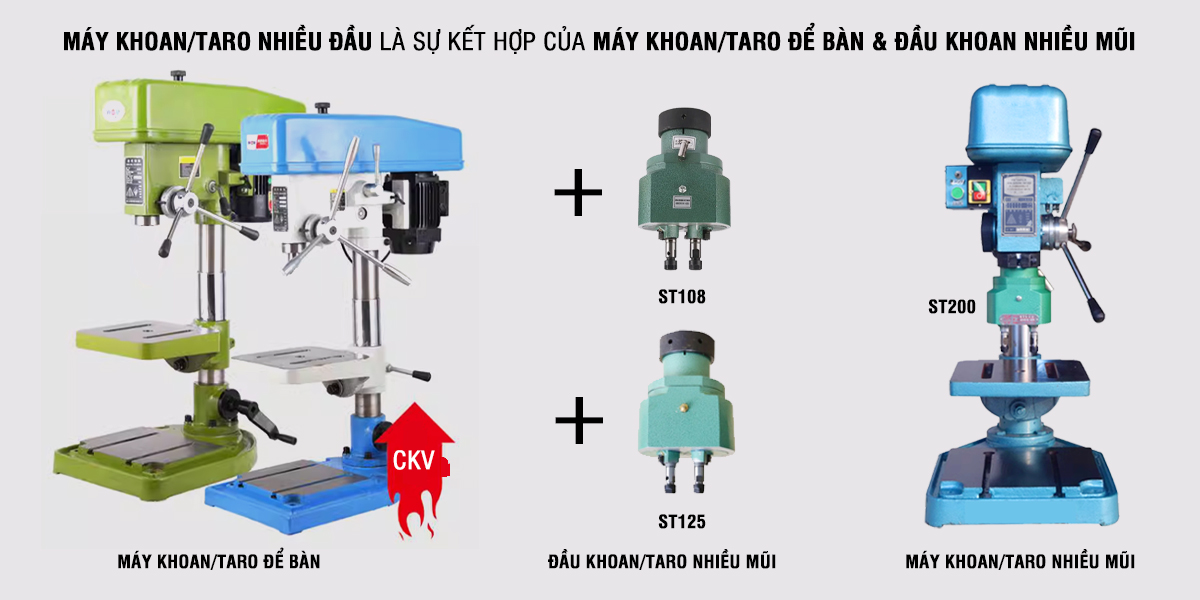 Máy khoan taro nhiều đầu - Giải pháp tối ưu cho gia công cơ khí chính xác